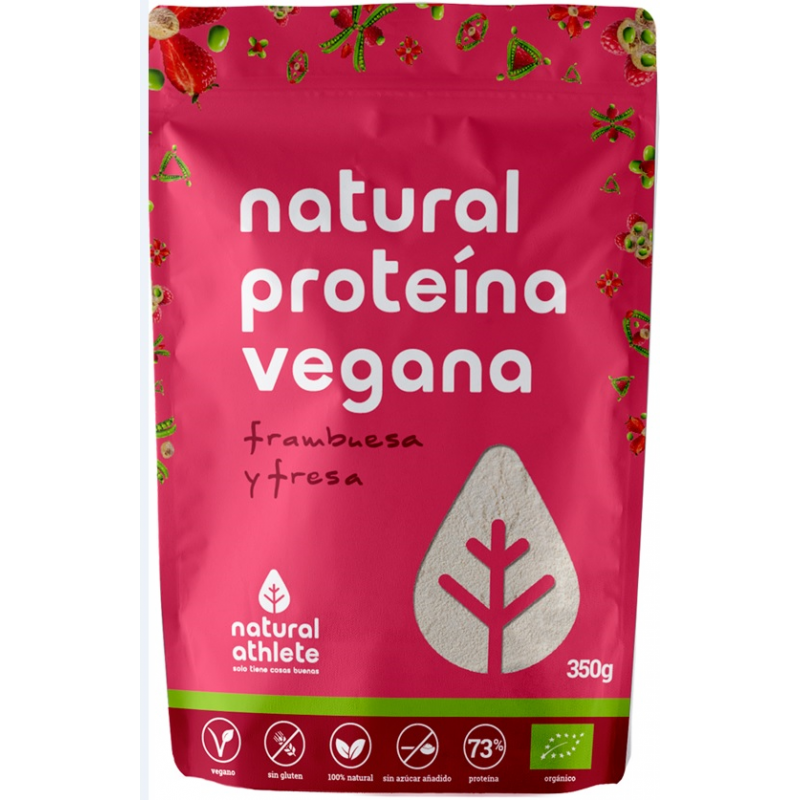 proteina vegana fresa y frambuesa bio 350 gr